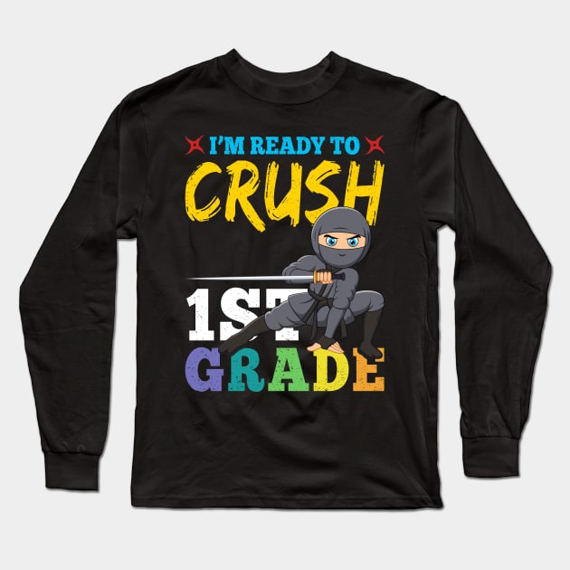 Ninja 1st Grade Rocks Gift First Day of School Long Sleeve T-Shirt by kateeleone97023